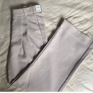 Abercrombie & Fitch Taupe Sloan Tailored Wide Leg Pants in Light Gray